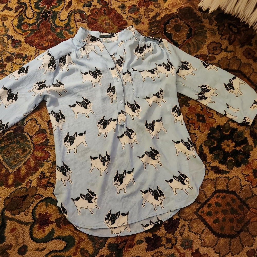 Women CALS french bulldog dog blouse/shirt/top/gift size medium